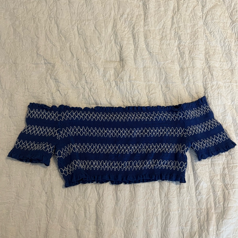 Urban Outfitters/ Pins and needles blue and white cropped top